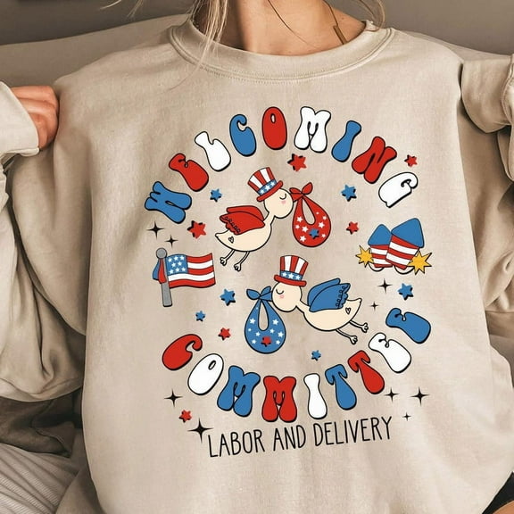 American Labor and Delivery Nurse Sweatshirt, 4th of July Nurse Appreciation Shirt, L&D Crewneck Gift