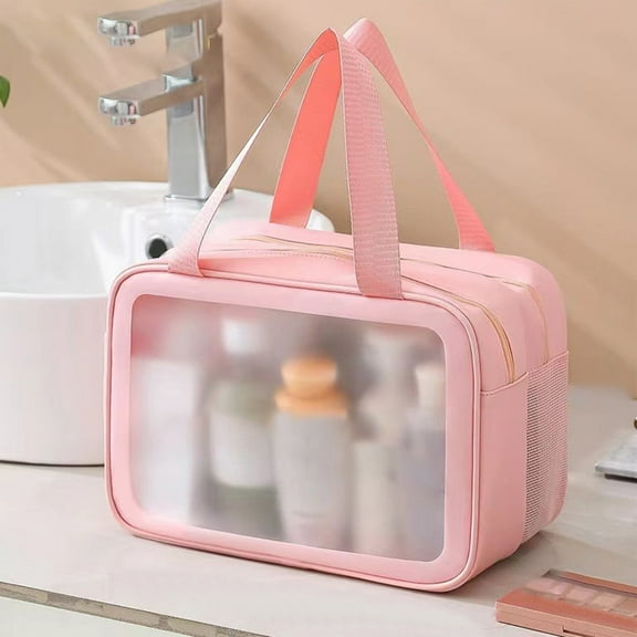Kcavykas Large Capacity Storage Bag Large Transparent Cosmetic Storage Bag Makeup Travel Organizer with Zipper for Men Women Toiletries and Beauty Tools
