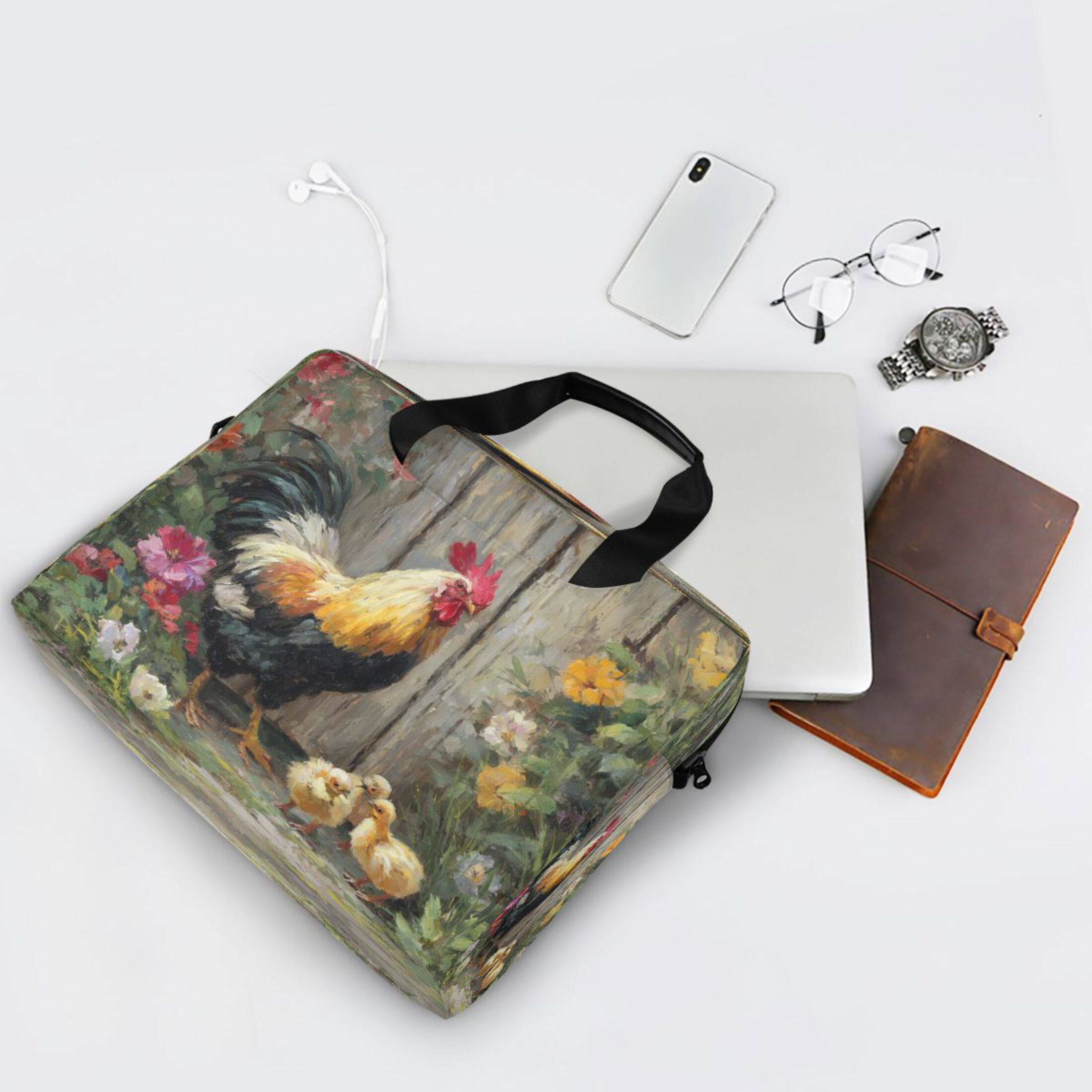 Laptop Bag Laptop Briefcase 15.7 x 3 x 11.8 Inches Laptop Bag Briefcases Laptop Storage Travel Laptop Bag Work Laptop Bag Colorful Big Rooster
