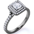 thumbnail image 1 of JeenMata Impresionante Anillo de Compromiso Gótico con Moissanita de Corte Princesa de 1 Quilate, Engaste Pavé, Cuerpo Dividido y Doble Halo en Oro Negro de 18 K sobre Plata, 1 of 6