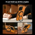 thumbnail image 3 of 3-in-1 [Magnetic+KickStand+Ring Holder] for iPhone 13 PU Leather Case, Compatible with MagSafe, Invisible 360° Rotatable Ring Stand Shockproof Protective Magnetic Cover,Orange, 3 of 6