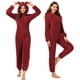 thumbnail image 5 of Pijama de forro polar para mujer, con capucha, peludo, cálido, mono, mono, ropa de dormir Eccomum borgoña/Medio, 5 of 7