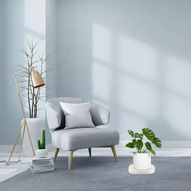 Polea de soporte móvil para flores con ruedas invisibles Carrito Platillo Maceta Mover Rack Bandeja Recipiente resistente Macetas duraderas Macetero - 4 Ruedas M White 4 ruedas m