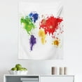 thumbnail image 1 of Map Tapestry, Abstract Colorful World Map Illustration on White Background Art Print, Fabric Wall Hanging Decor for Bedroom Living Room Dorm, 5 Sizes, Red Purple and Yellow, by Ambesonne, 1 of 1