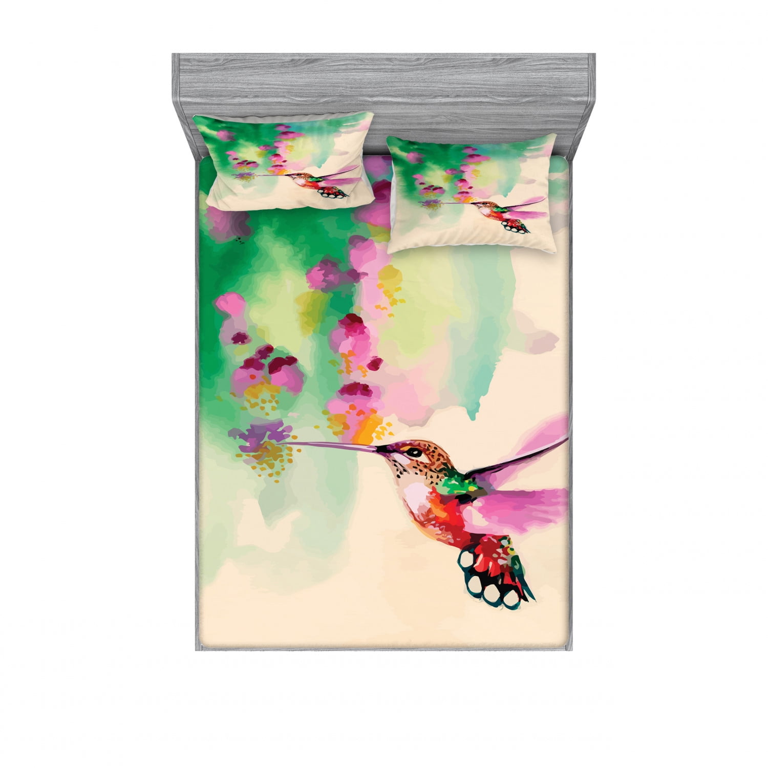 Hummingbird Bedding Set with Sheet & Covers, Art with Colibri Bird and