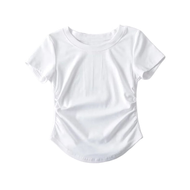 Gibobby Playera de Manga Corta Casual Suave Camisas diarias informales para mujer, camiseta manga corta con cuello redondo, camisetas sueltas, blusa tipo túnic(Blanco,CH)