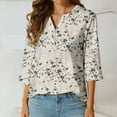 thumbnail image 5 of GERsome Womens Tops 3/4 Sleeve Summer Floral Slim Cute Tops Crewneck Slim Fit Half Sleeve Tshirts Shirts Spring Blouse, 5 of 5