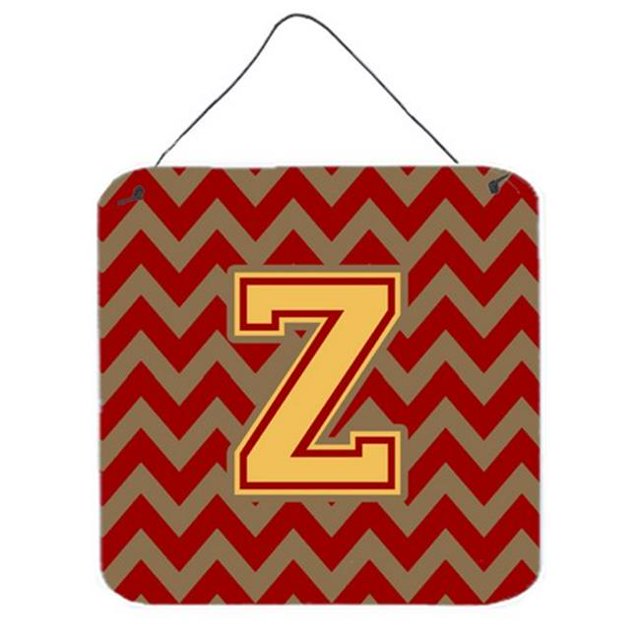 Letter Z Chevron Garnet & Gold Wall or Door Hanging Prints
