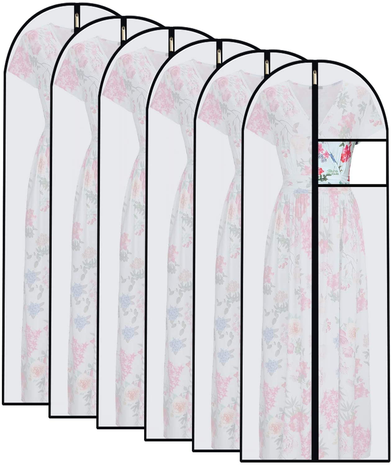 6 Pack 43" X 24" Hanging Garment Bags with Zipper & Window for Suits & Dresses 