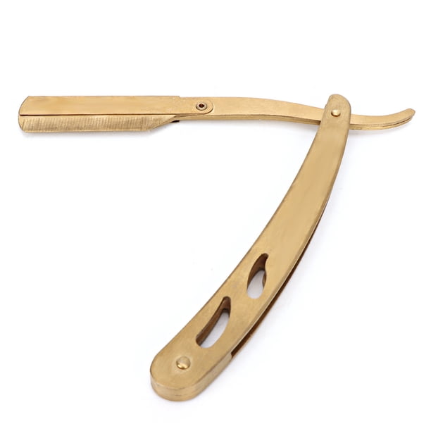 Soporte Manual para afeitadora de Barba, afeitadora Manual Plegable para Barba, afeitadora clásica para el Rostro, Soporte para Cuchillas de Afeitar para el Cabello, Herramienta de peluquería(Oro)
