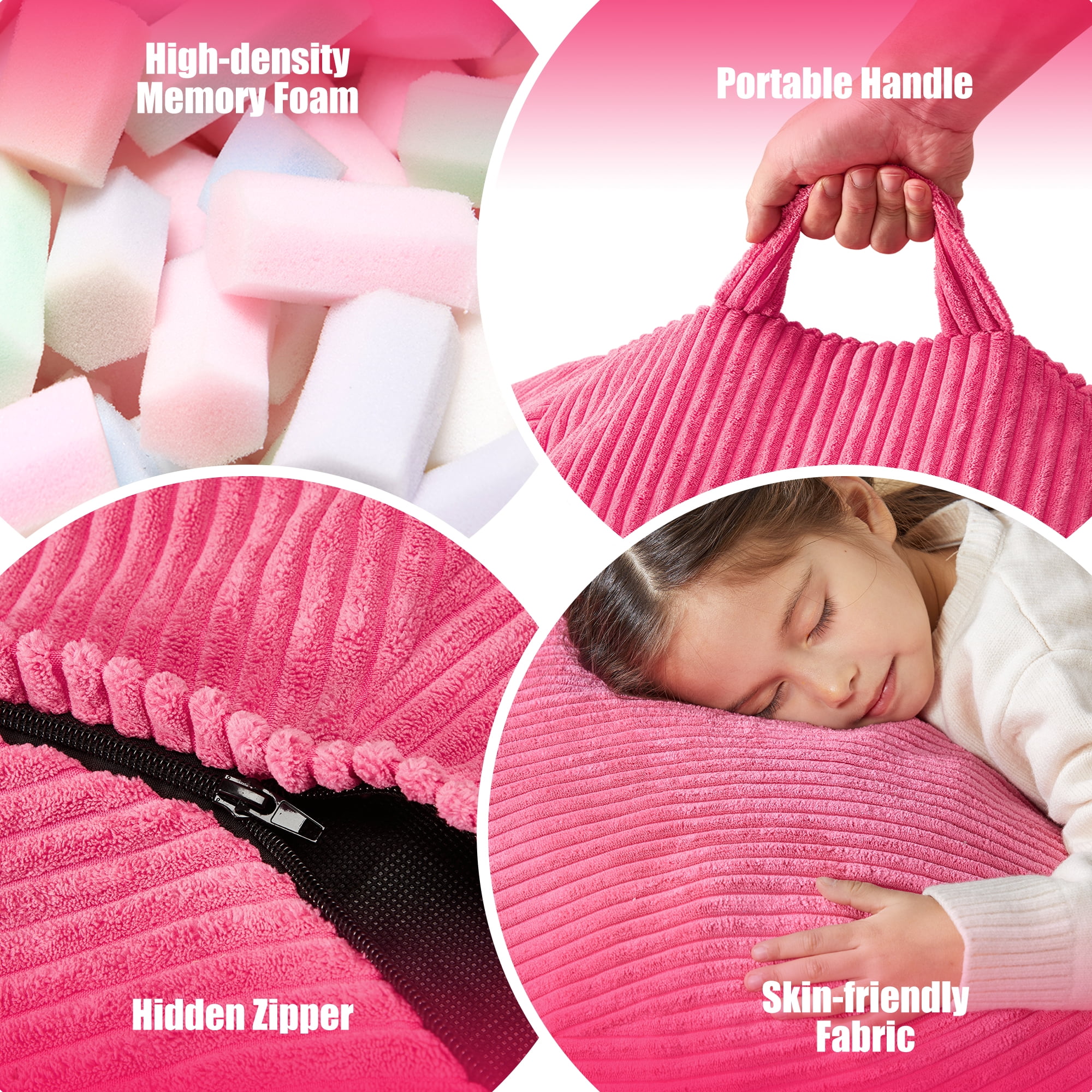 3.5FT Bean Bag Chair, Teardrop Large Bean Bag with Filler Included, Removable Cover for Bedroom Living Room, Pink