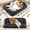 Black, variant on Newest 2-in-1 Floor Lounger for Couple & Pet, Convertible Chenille Loveseat Bed with Adjustable Back, Black