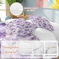 thumbnail image 3 of Purple Flower Bedding 3 Piece Duvet Cover Set Twin Size, Ombre Botanical Watercolor Floral Spring Soft Microfiber Comforter Cover with Zipper Closure & Pillowcases, FadeResistant Quilt Cover, 3 of 9