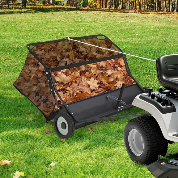 42" Tow-Behind Lawn Sweeper - 21 cu. ft Heavy-Duty Leaf & Grass Collector with Adjustable Height for Yard, Lawn & Farm Use,Black