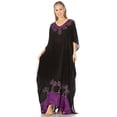 thumbnail image 5 of Sakkas Leonor Women's Boho Casual Long Maxi Caftan Dress Kaftan Cover-up LougeWear - 6-Eggplant - One Size, 5 of 5