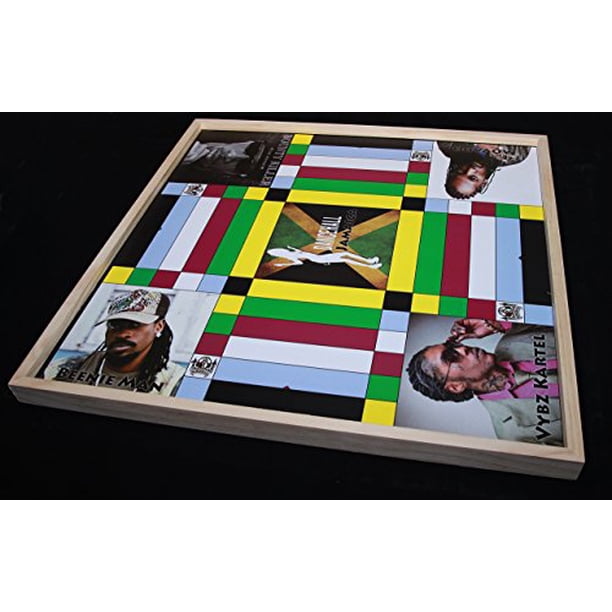 Jamaican Ludo (Ludi) Dancehall Edition (Low Border) + Damas | Tablero de juego de doble cara de 24 x 24 pulgadas + Piezas y dados de juego | Noche de juegos en familia Diversión que todos disfrutarán Jamaican Ludo JL0012