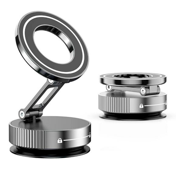Support Magnétique Universel pour Téléphone pour Tableau de Bord de Voiture et Pare-Brise, Support Pliable à Ventouse Réglable pour GPS, iPhone, Samsung, Alliage d'Aluminium et ABS, Noir
