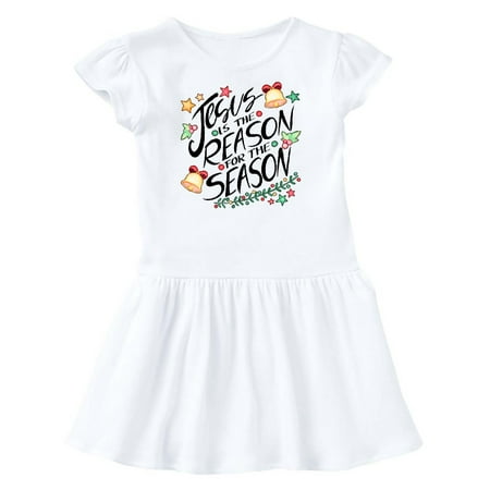 

Inktastic Jesus is the Reason for the Season Christmas Bells and Stars Gift Toddler Girl Dress