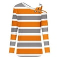 thumbnail image 4 of CLOISE Tees for Women Fall Fashion Striped Blouses V Neck Long Sleeve Cold Shoulder Tees Comfy Color Block Hollow Asymmetrical Tops Y2k Outfits Orange XL, 4 of 4