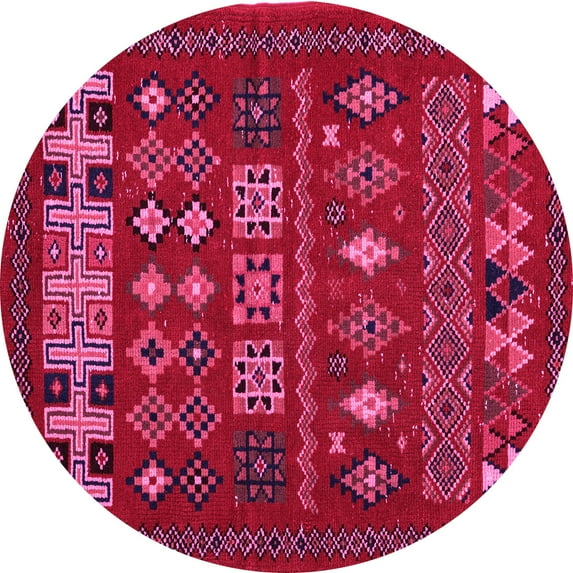 Ahgly Company Indoor Round Southwestern Pink Country Area Rugs, 8' Round