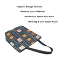 thumbnail image 3 of FORMRS Womens Canvas Tote Bag with Zipper Inner Pocket Shoulder Handbag, Orange Checkered Pattern, 3 of 7