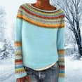 thumbnail image 2 of Tweang Retro Sweaters for Women Warm Winter Sweaters for Women Norwegian Sweater Pullover Sweaters for Women Retro Sweater Knitted Sweater Holiday Sweaters for Women Sky Blue 5xl, 2 of 4