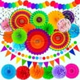thumbnail image 1 of 33 piezas de Decoración de Fiestas, Espiral Colgante, Abanicos de Papel, Pompones, Banderín, Cuerda de Guirnalda, Bandera para Cumpleaños, Bodas y Fiestas Mexicanas, 1 of 8