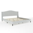thumbnail image 2 of Martha Stewart Amelia King Upholstered Platform Bed with Curved Headboard and Cushioned Siderails, Wood Slat Foundation with No Box Spring Needed, Gray, 2 of 11