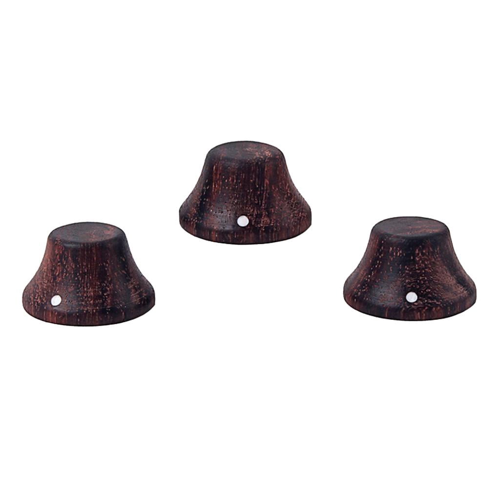 3Pcs Rosewood Guitar Speed Control Knob 6mm (0.) Dia. Shaft Pots - Volume and Buttons Replacement Part Electric Guitar