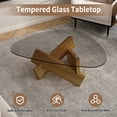 thumbnail image 7 of Modern Glass Coffee Table with Walnut Finish - Sleek Living Room Accent, 7 of 7
