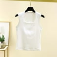 thumbnail image 2 of Cotton Tank Tops for Women Summer Slim Fitted Crop Sleeveless Base Tees Undershirts Square Neck Tanks Vest (XL, White), 2 of 3