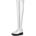 thumbnail image 3 of BLISSFUL STEP Platform Lug Sole Chunky Low Heel Over Knee High Boots for Women Silver 8, 3 of 8