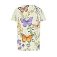 thumbnail image 5 of Oplxuo Ladies Trendy Short Sleeve T Shirts for Women Butterfly Printed Crewneck Summer Blouse Dressy Casual Pleated Tunic Tops, 5 of 5