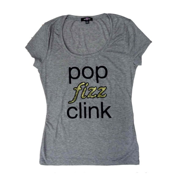 Ransom Womens Grey Pop Fizz Clink Christmas T-Shirt Holiday Tee Shirt XL