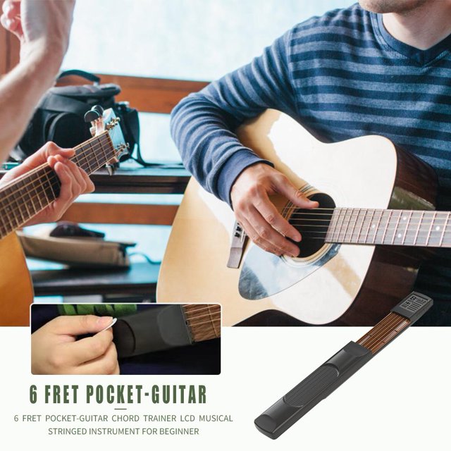 6 cuerdas 6 trastes Pocket-Guitar Chord Trainer LCD Instrumento de cuerda musical FLhrweasw Nuevo