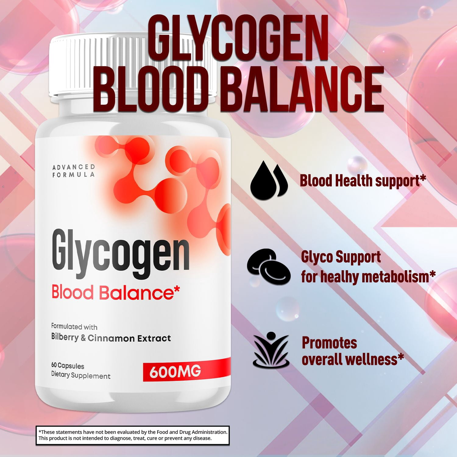 Glycogen Blood Balance Complex Capsules Natural Support Formula 120 Capsules