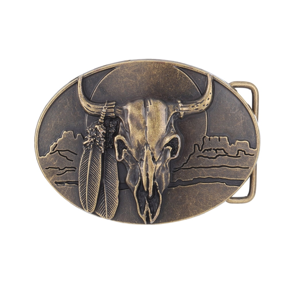 Engraved Bull Head Buckle Western Belt Buckle Men Women Unisex