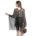 thumbnail image 4 of Fjuchai Women's Poncho Cape Hollow out Bikini Blouse Cloak Long Sleeve Beach Fringe Hem Crochet Beach Cover Ups Tops Poncho Cape for Women's, 4 of 9
