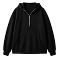thumbnail image 3 of Women’s Half Zip Hooded Sweatshirt - Fall Long Sleeve Loose Pullover Tops - Casual Outdoor Sport Loungewear Tops with Pockets, 3 of 5
