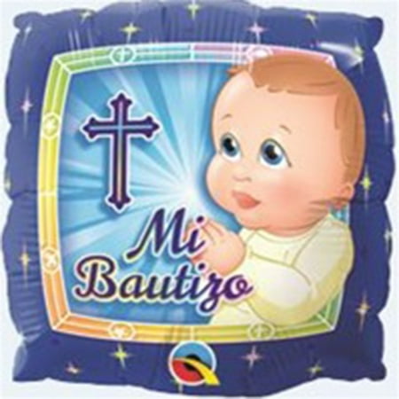 18" Baptism Prayer Boy " Mi Bautizo " Spanish Theme Blue Foil / Mylar Balloons ( 2 Balloons )