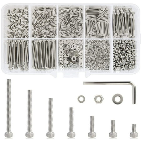 

K Kwokker M2 Hex Button Head Cap Screw Bolts Nuts Assortment Kit with Washers 8mm to 25mm 681Pcs