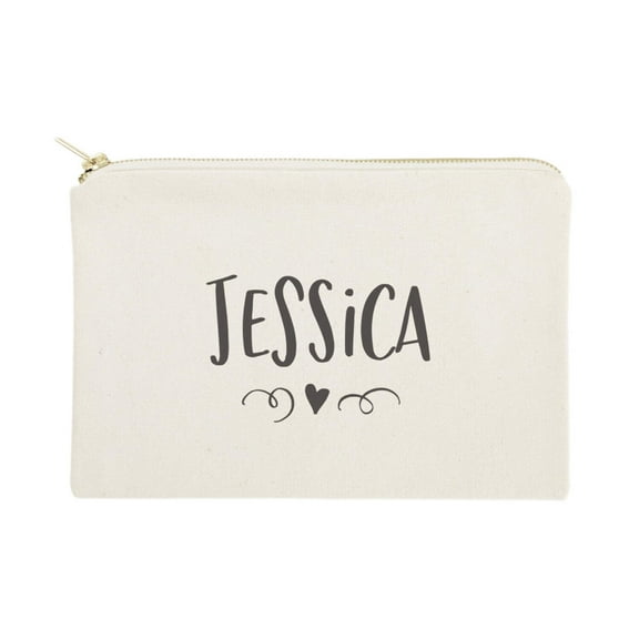 Personalized Name with Mini Heart Cosmetic Bag and Travel Make Up Pouch