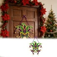 thumbnail image 2 of Mardi Gras Door Decorations Porch Sign, New's Carnival Decorations Door Hanger, Masquerade Carnival Parades Party Wall Window Hanging Decorations, Outdoor Decorations(11 inch), 2 of 6