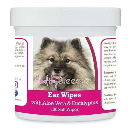 Keeshonden Ear Cleaning Wipes with Aloe & Eucalyptus for Dogs - 100 Count