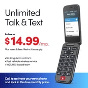 LIVELY Jitterbug Flip2 - Flip Cell Phone for Seniors - Not Compatible with Other Wireless Carriers - Must Be Activated Phone Plan - No SIM Needed - Flip2 Graphite