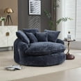 thumbnail image 6 of oversized round chair, fluffy modern sofa bed for living room, relaxation room and projection room, wide armchair chaise longue armchair with pillows, 6 of 7