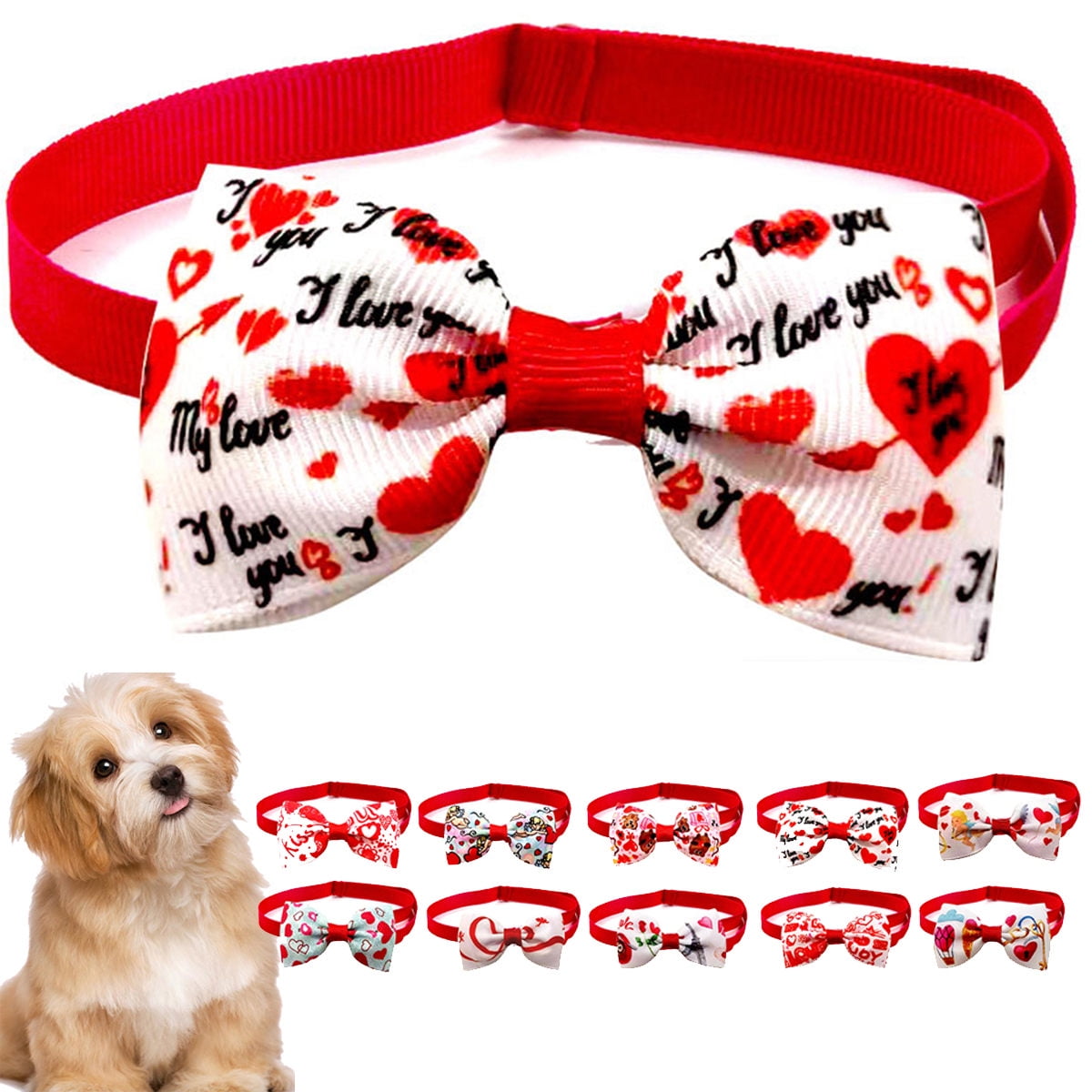 Handmade Dog Bow Tie Valentine Bow Tie for Dogs Love Dog Bow Tie Hearts a Swirl Bow Tie For Dogs-Valentine Dog Bow Tie Heart Dog Bow Tie