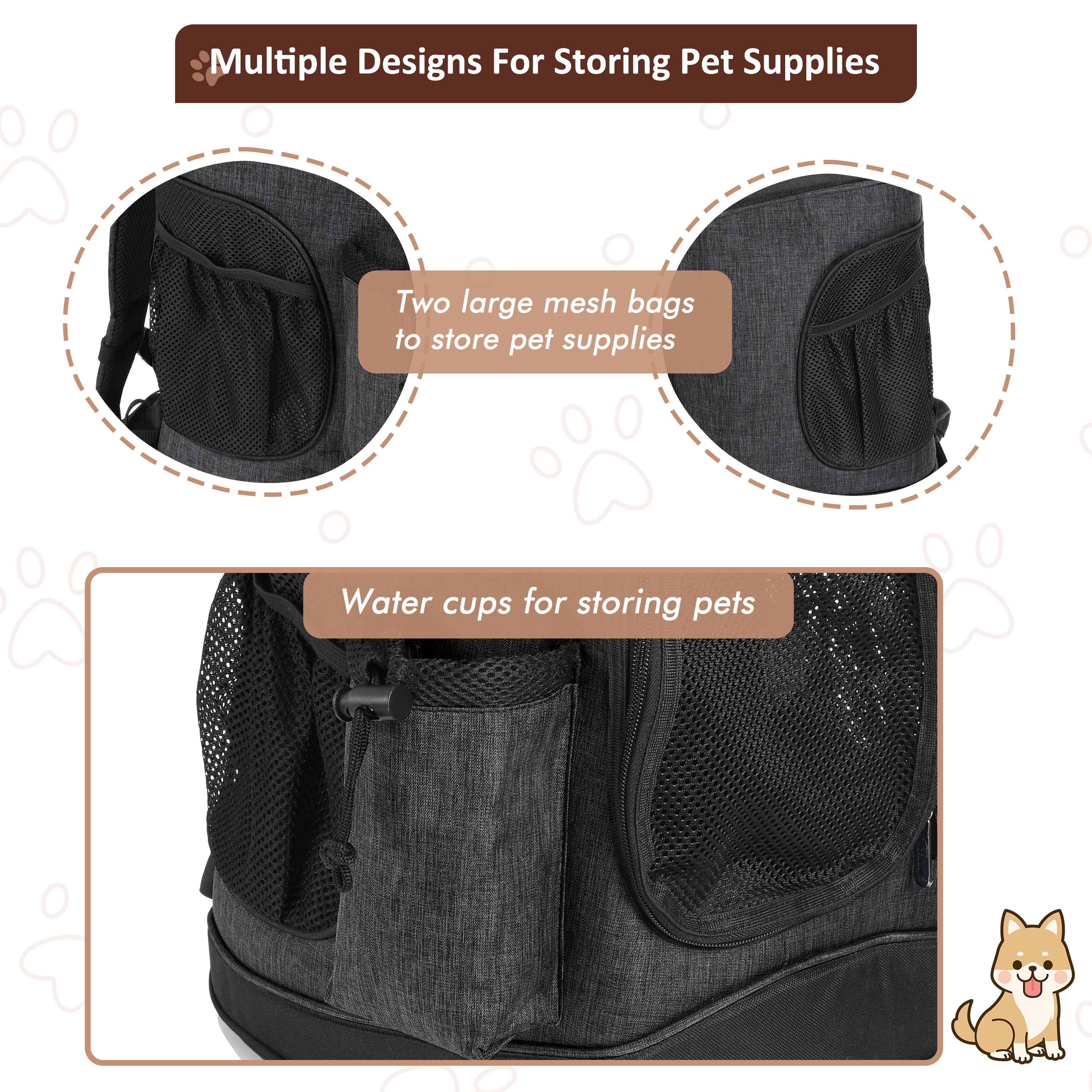 Medium Pet Travel Backpack Carrier for Dogs Cat Animal Puppy, Breathable Mesh Net Removable Sherpa Bed Outdoor Carrier f