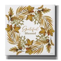 Epic Graffiti 'Grateful Blessed Fall Wreath' by Cindy Jacobs, Canvas Wall Art, 18"x18"