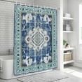 thumbnail image 5 of Polyester Fabric Blue Boho Shower Curtain, Farmhouse Bohemian Medallion Oriental Flower Waterproof Bathtub Curtain Bathroom Decor Set with Hooks 54 x 78 Inches, 5 of 6